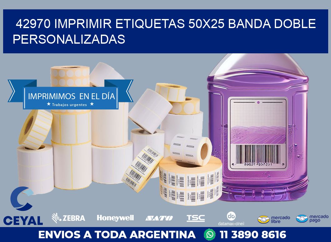 42970 IMPRIMIR ETIQUETAS 50X25 BANDA DOBLE PERSONALIZADAS