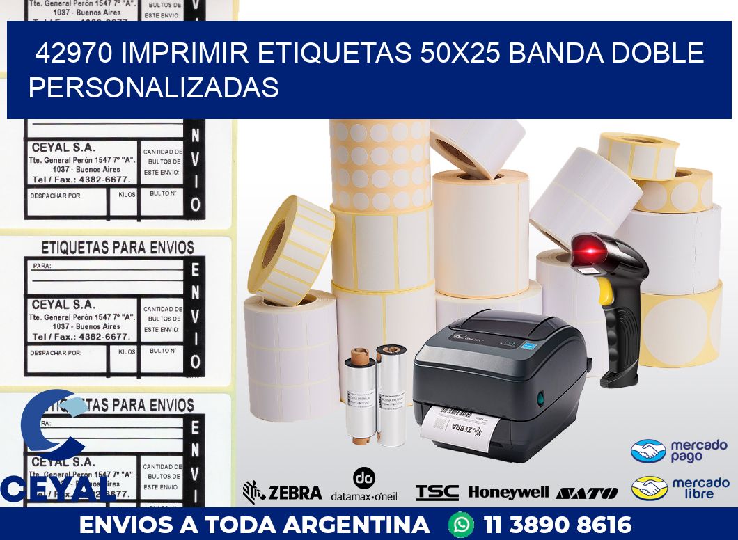 42970 IMPRIMIR ETIQUETAS 50X25 BANDA DOBLE PERSONALIZADAS