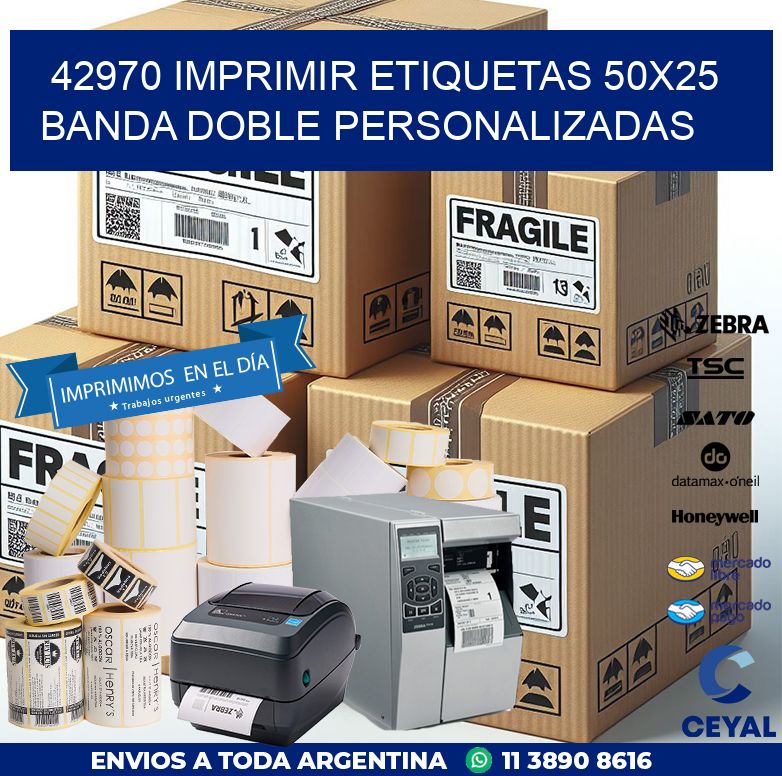 42970 IMPRIMIR ETIQUETAS 50X25 BANDA DOBLE PERSONALIZADAS
