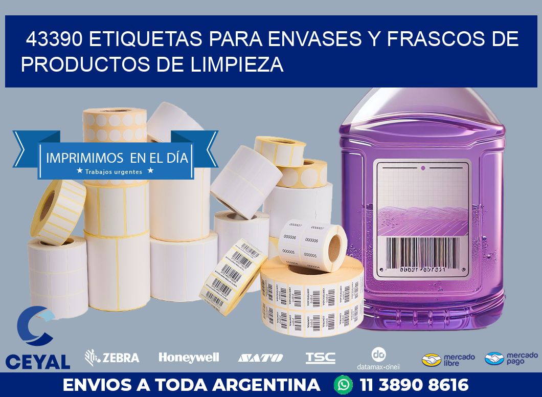 43390 ETIQUETAS PARA ENVASES Y FRASCOS DE PRODUCTOS DE LIMPIEZA