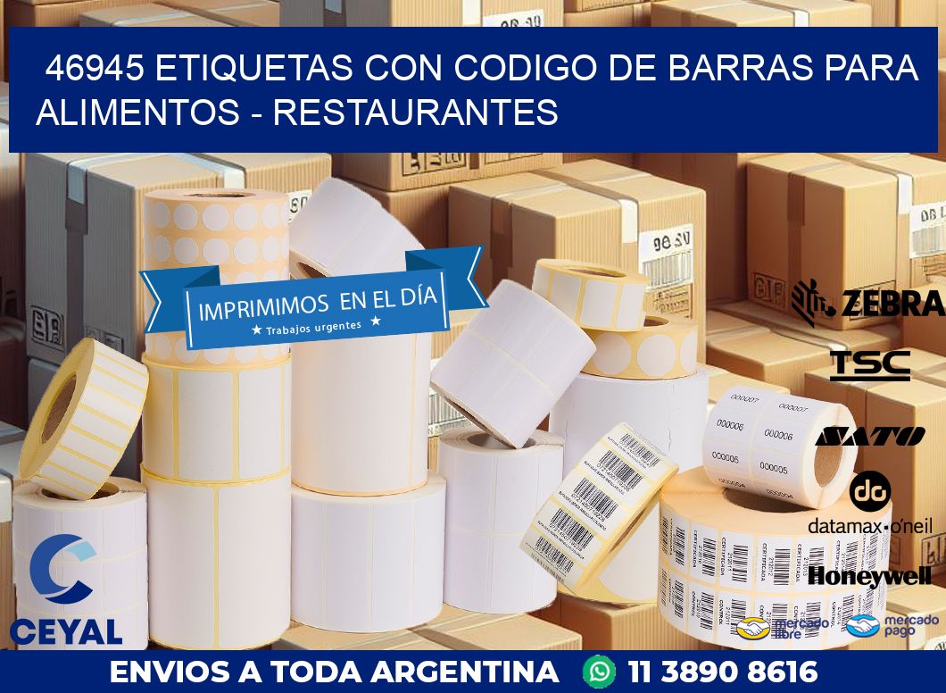 46945 ETIQUETAS CON CODIGO DE BARRAS PARA ALIMENTOS - RESTAURANTES
