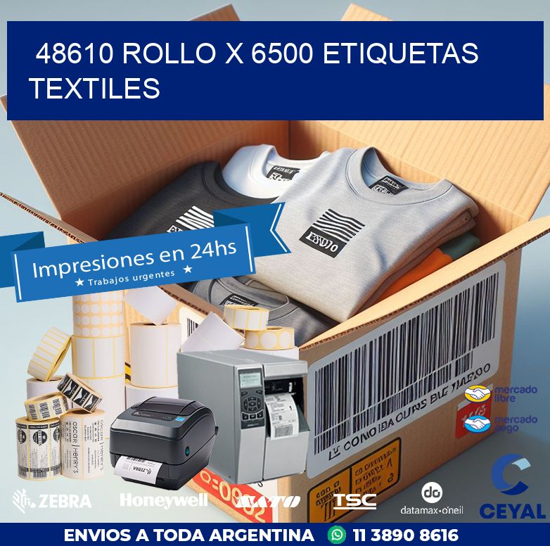 48610 ROLLO X 6500 ETIQUETAS TEXTILES