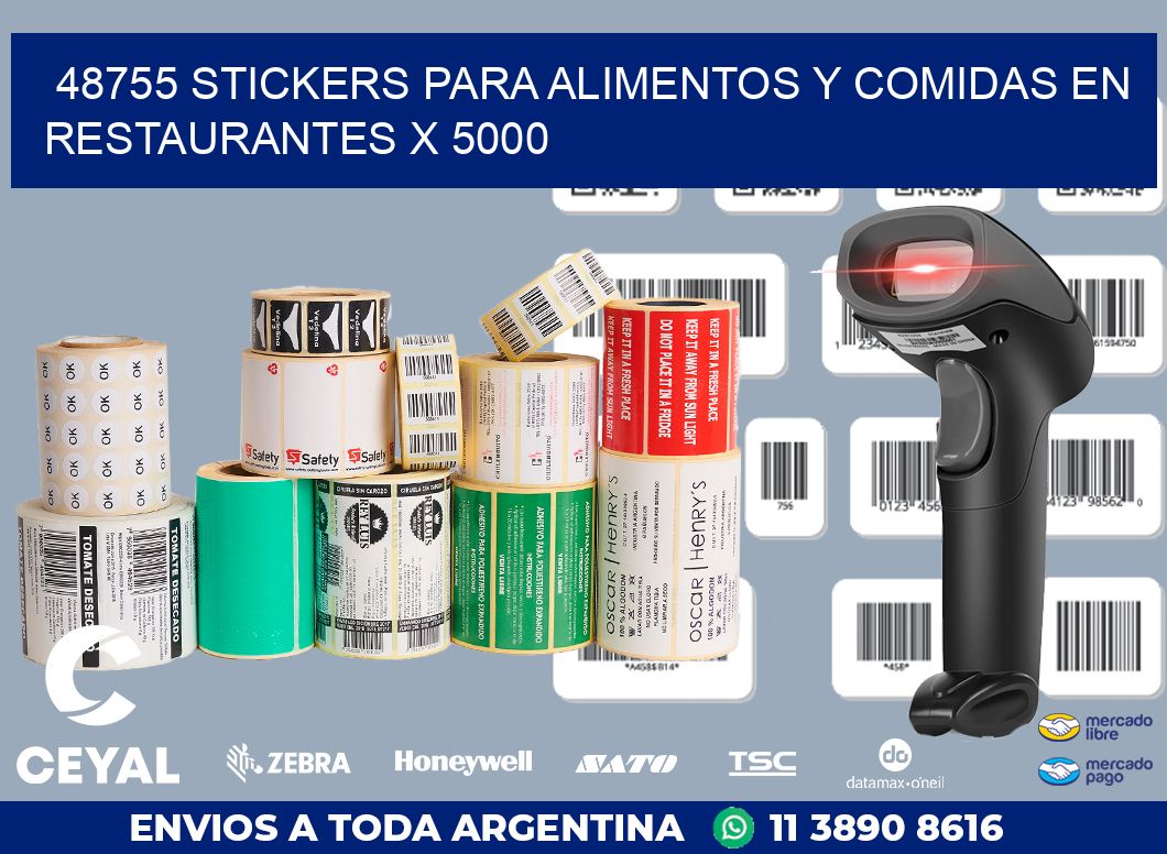 48755 STICKERS PARA ALIMENTOS Y COMIDAS EN RESTAURANTES X 5000