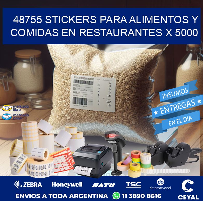 48755 STICKERS PARA ALIMENTOS Y COMIDAS EN RESTAURANTES X 5000