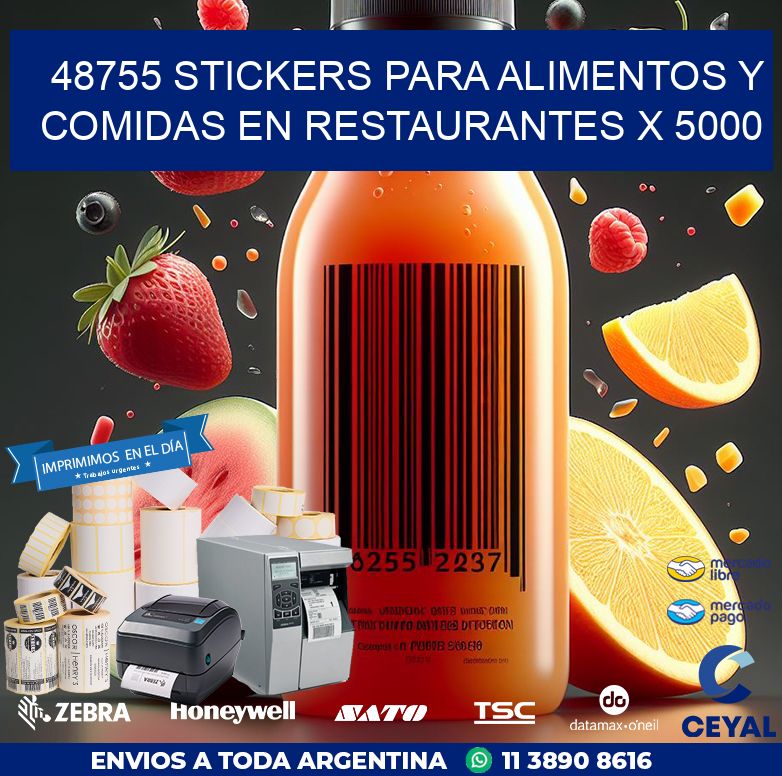 48755 STICKERS PARA ALIMENTOS Y COMIDAS EN RESTAURANTES X 5000