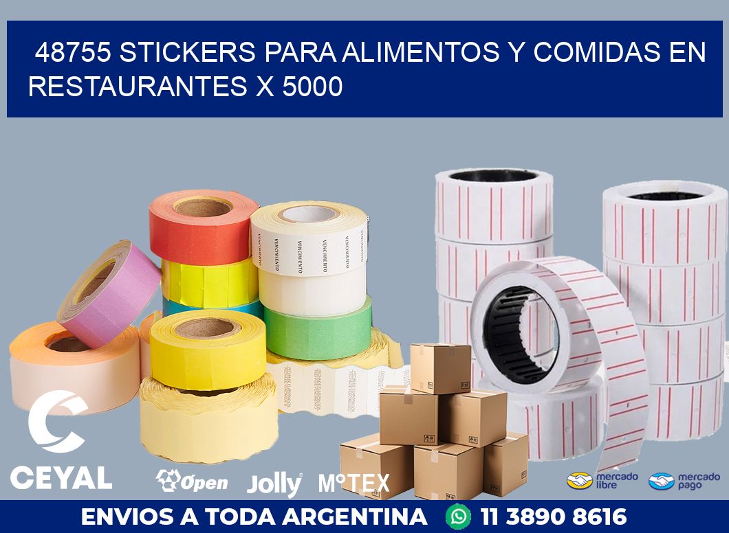 48755 STICKERS PARA ALIMENTOS Y COMIDAS EN RESTAURANTES X 5000