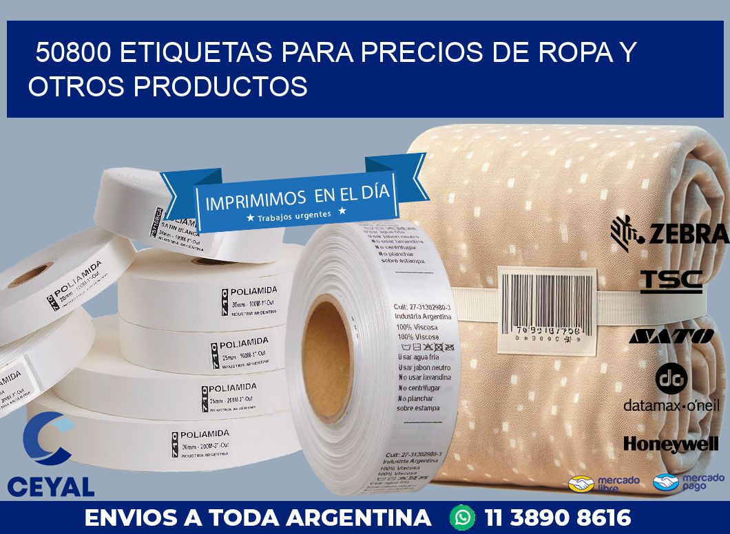 50800 ETIQUETAS PARA PRECIOS DE ROPA Y OTROS PRODUCTOS