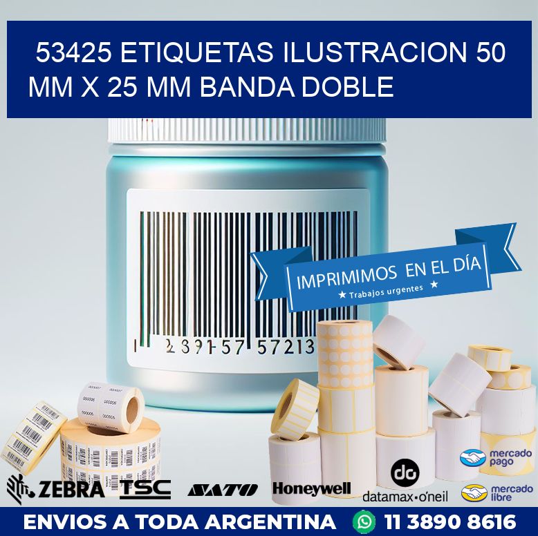 53425 ETIQUETAS ILUSTRACION 50 MM X 25 MM BANDA DOBLE