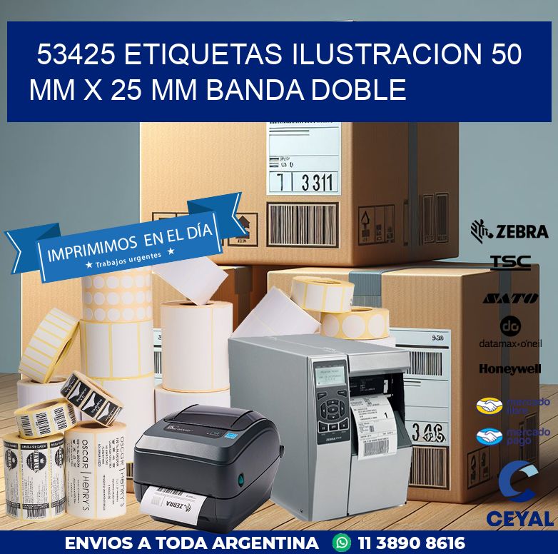 53425 ETIQUETAS ILUSTRACION 50 MM X 25 MM BANDA DOBLE