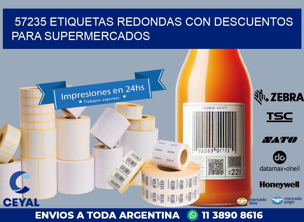 57235 ETIQUETAS REDONDAS CON DESCUENTOS PARA SUPERMERCADOS