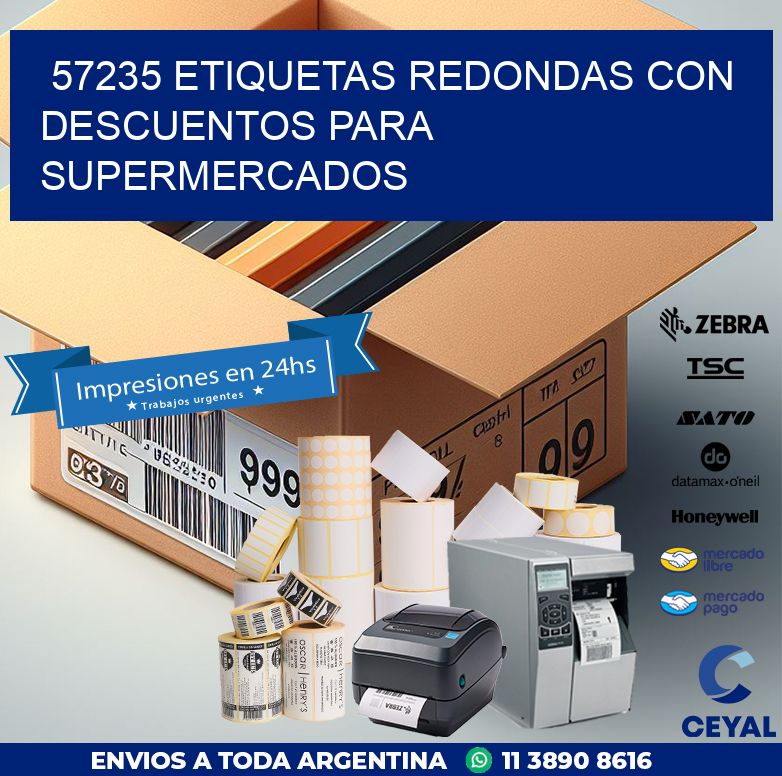 57235 ETIQUETAS REDONDAS CON DESCUENTOS PARA SUPERMERCADOS