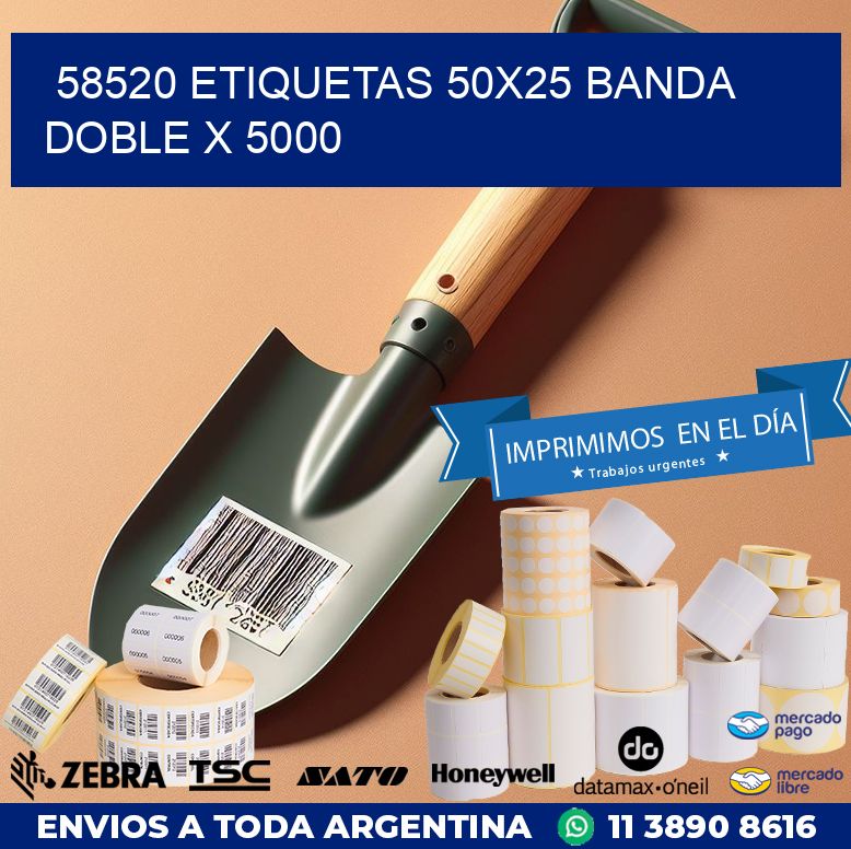 58520 ETIQUETAS 50X25 BANDA DOBLE X 5000