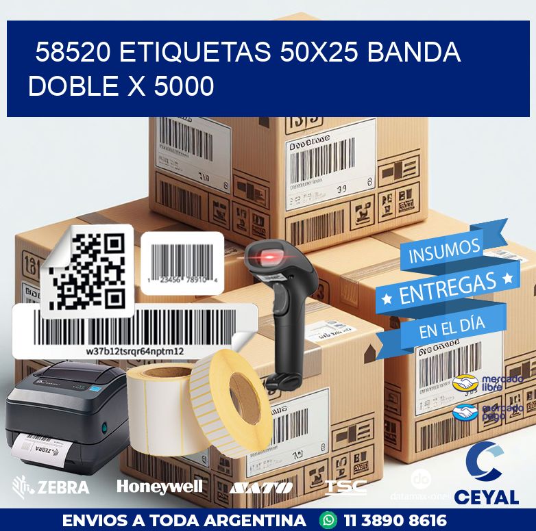 58520 ETIQUETAS 50X25 BANDA DOBLE X 5000