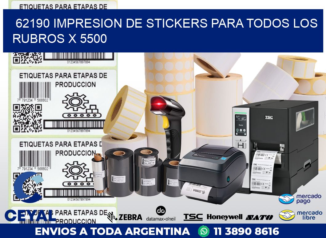 62190 IMPRESION DE STICKERS PARA TODOS LOS RUBROS X 5500