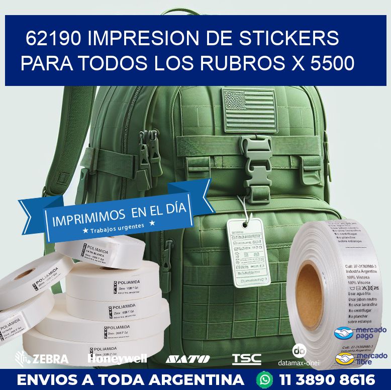 62190 IMPRESION DE STICKERS PARA TODOS LOS RUBROS X 5500