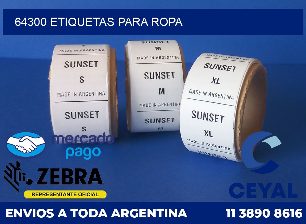 64300 ETIQUETAS PARA ROPA