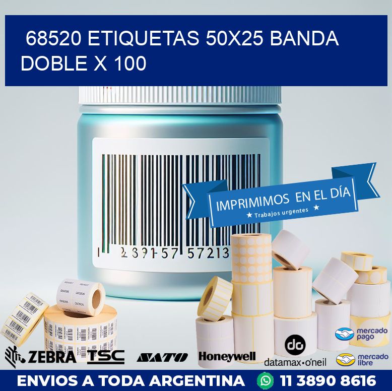 68520 ETIQUETAS 50X25 BANDA DOBLE X 100
