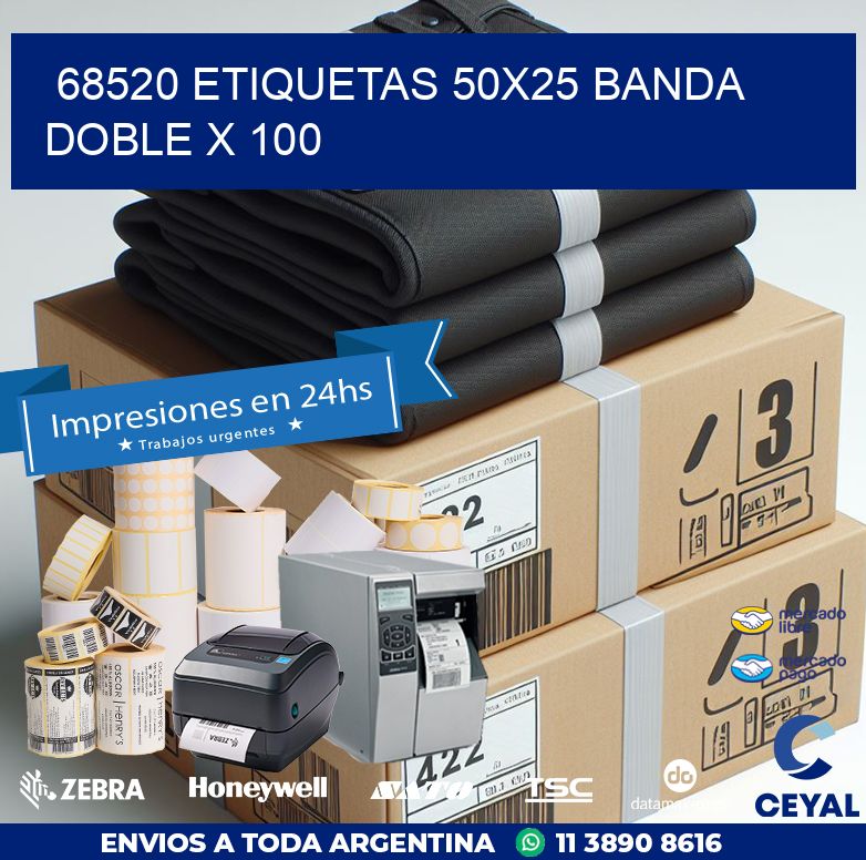 68520 ETIQUETAS 50X25 BANDA DOBLE X 100