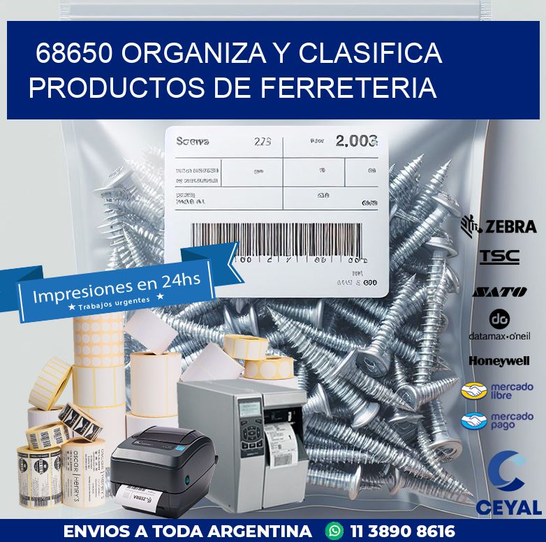 68650 ORGANIZA Y CLASIFICA PRODUCTOS DE FERRETERIA