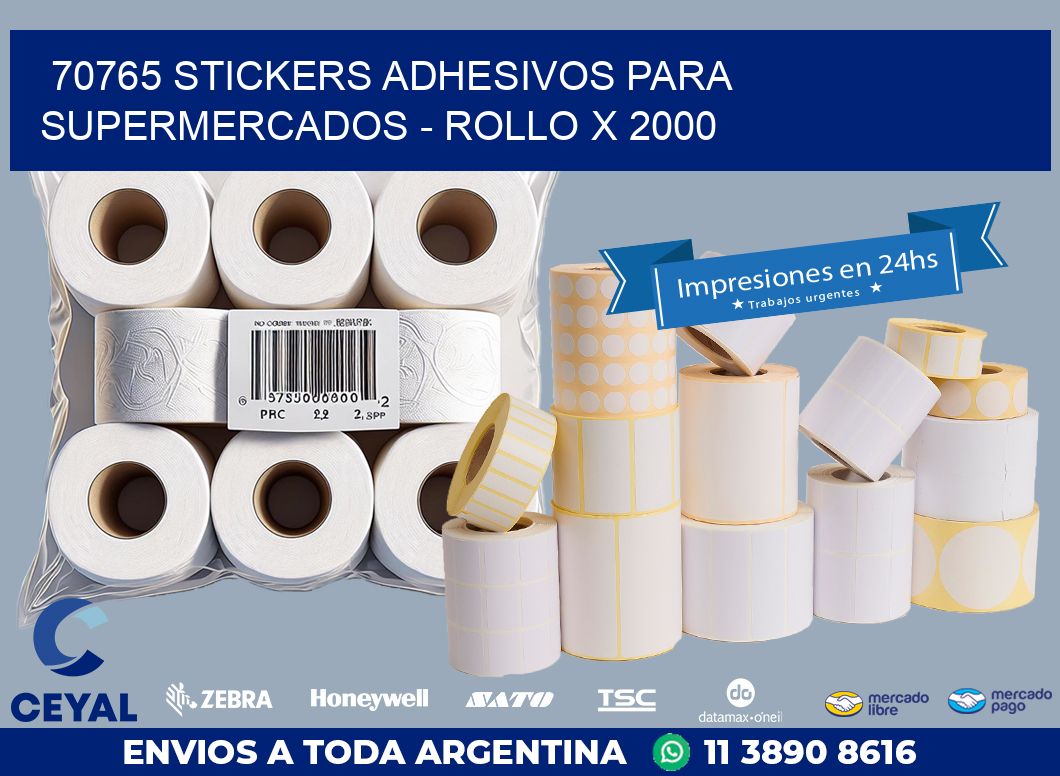 70765 STICKERS ADHESIVOS PARA SUPERMERCADOS - ROLLO X 2000