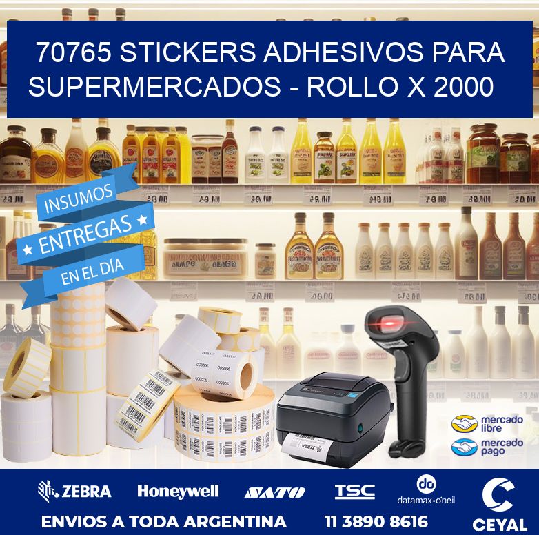 70765 STICKERS ADHESIVOS PARA SUPERMERCADOS – ROLLO X 2000
