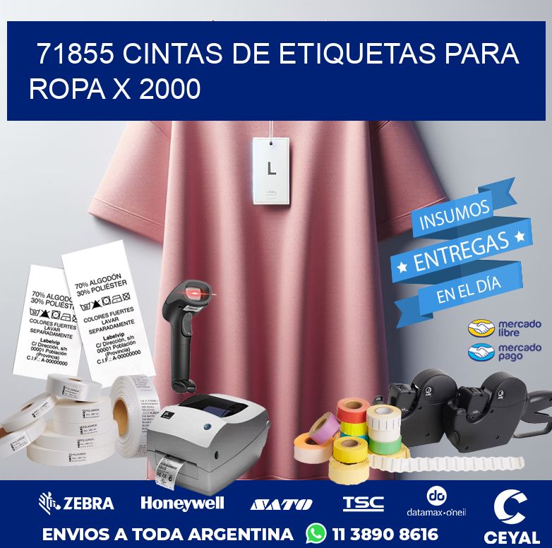 71855 CINTAS DE ETIQUETAS PARA ROPA X 2000