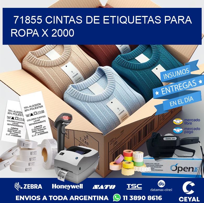 71855 CINTAS DE ETIQUETAS PARA ROPA X 2000