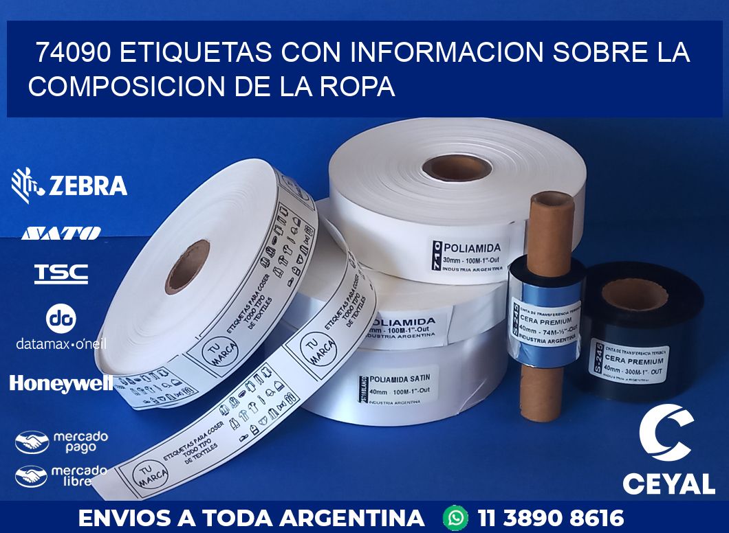 74090 ETIQUETAS CON INFORMACION SOBRE LA COMPOSICION DE LA ROPA