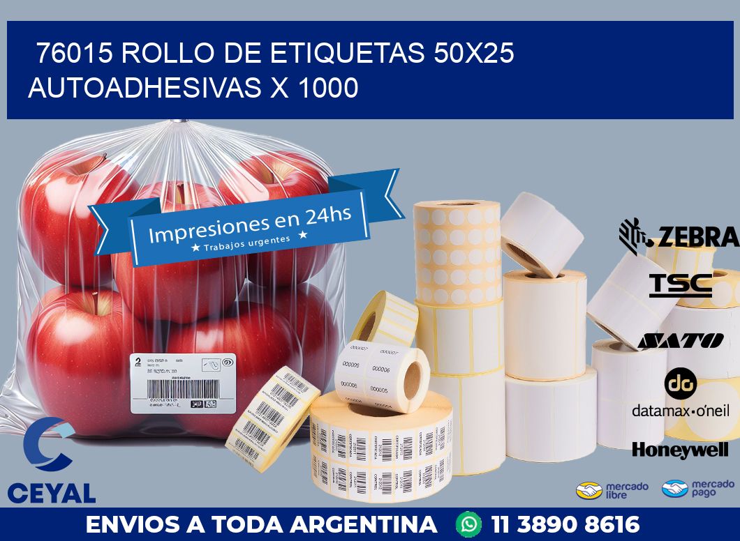 76015 ROLLO DE ETIQUETAS 50X25 AUTOADHESIVAS X 1000