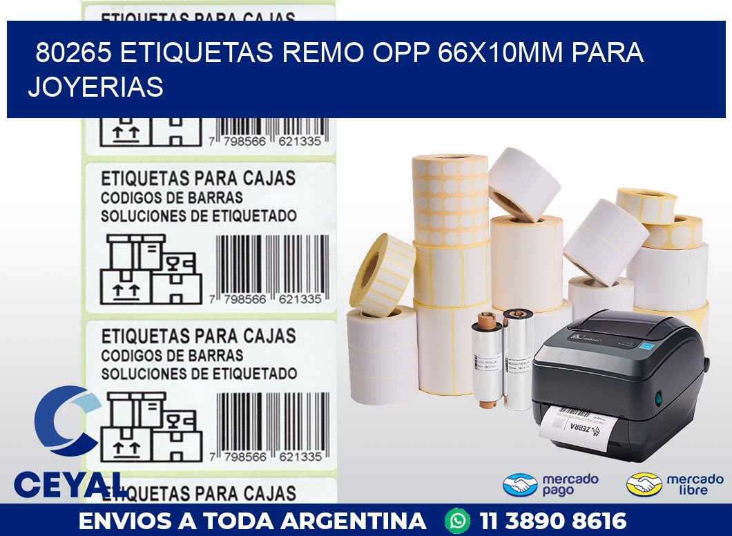 80265 ETIQUETAS REMO OPP 66X10MM PARA JOYERIAS