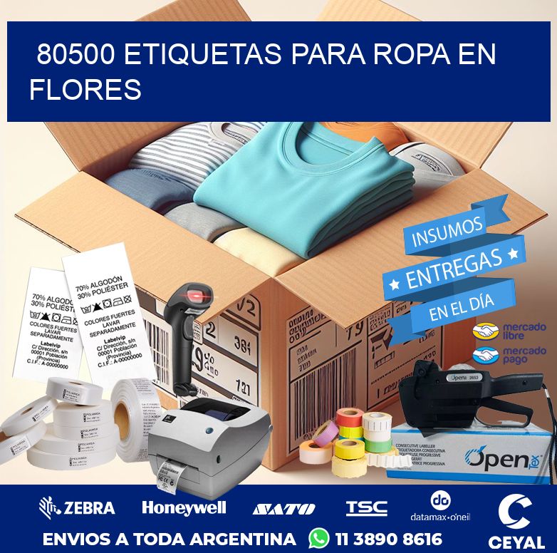 80500 ETIQUETAS PARA ROPA EN FLORES