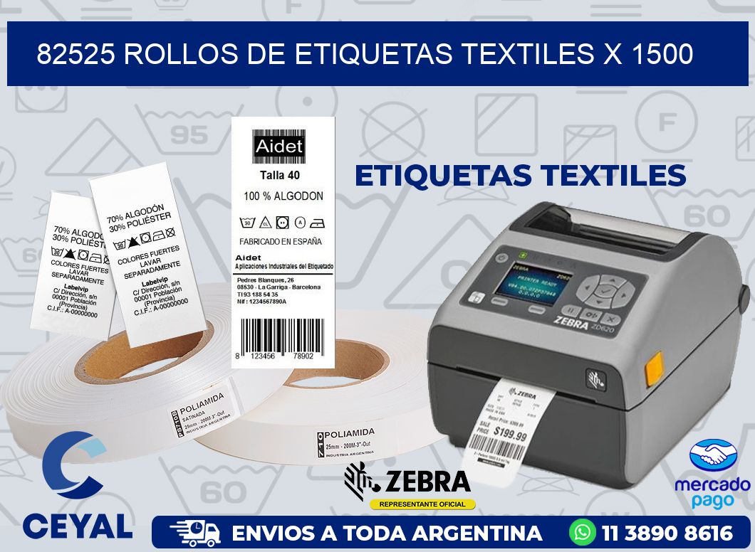 82525 ROLLOS DE ETIQUETAS TEXTILES X 1500