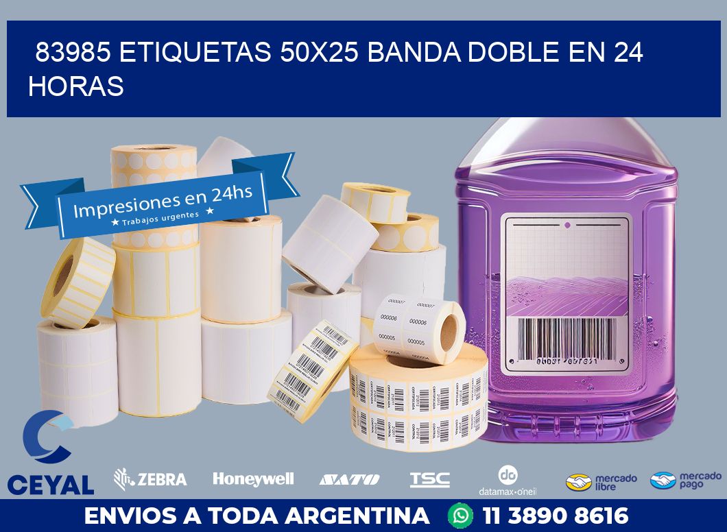 83985 ETIQUETAS 50X25 BANDA DOBLE EN 24 HORAS