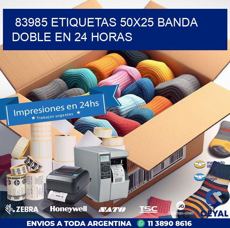 83985 ETIQUETAS 50X25 BANDA DOBLE EN 24 HORAS