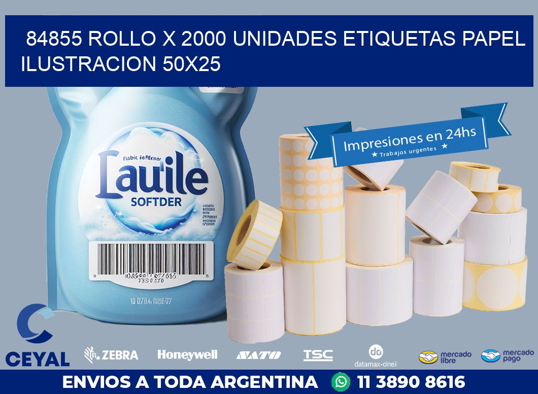 84855 ROLLO X 2000 UNIDADES ETIQUETAS PAPEL ILUSTRACION 50X25