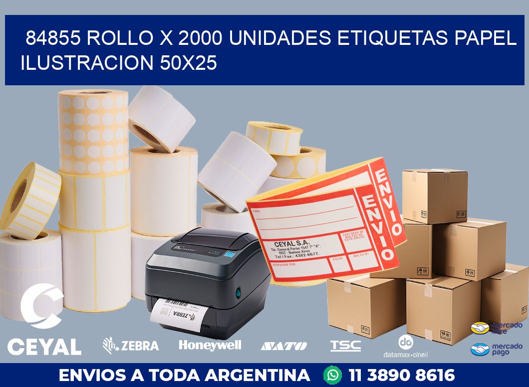 84855 ROLLO X 2000 UNIDADES ETIQUETAS PAPEL ILUSTRACION 50X25