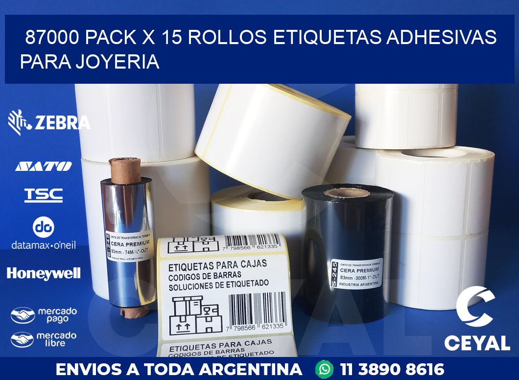 87000 PACK X 15 ROLLOS ETIQUETAS ADHESIVAS PARA JOYERIA