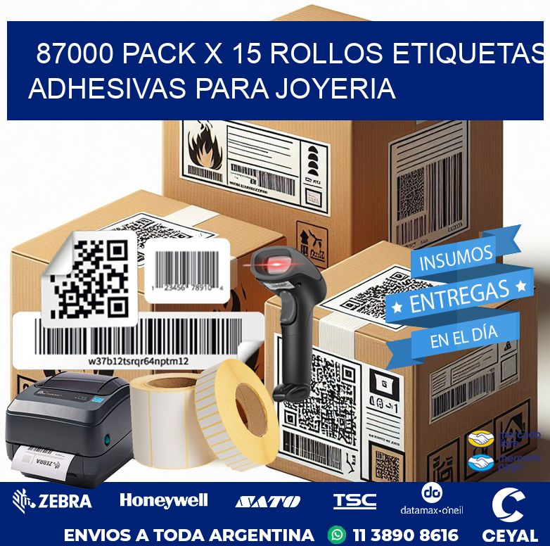 87000 PACK X 15 ROLLOS ETIQUETAS ADHESIVAS PARA JOYERIA