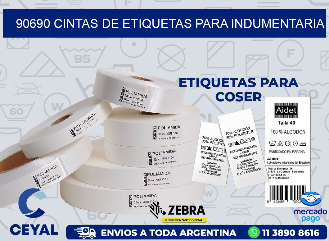 90690 CINTAS DE ETIQUETAS PARA INDUMENTARIA