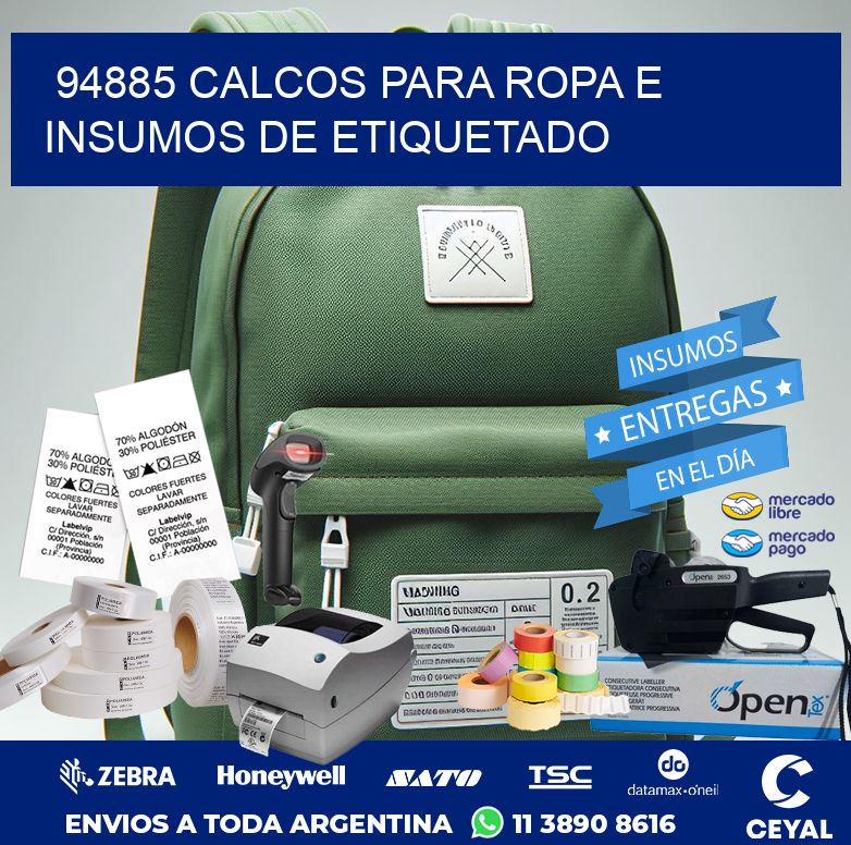 94885 CALCOS PARA ROPA E INSUMOS DE ETIQUETADO