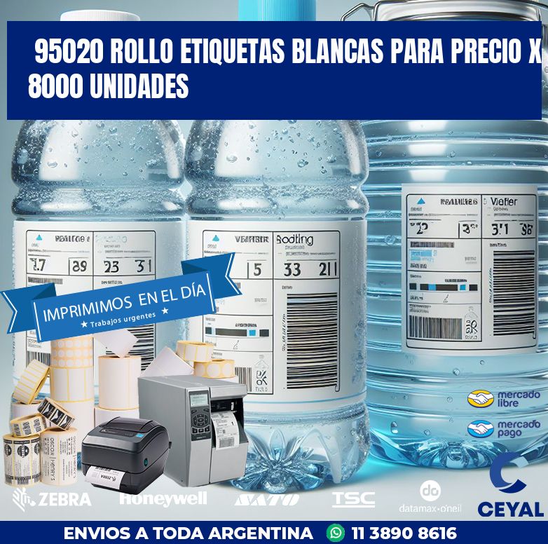 95020 ROLLO ETIQUETAS BLANCAS PARA PRECIO X 8000 UNIDADES