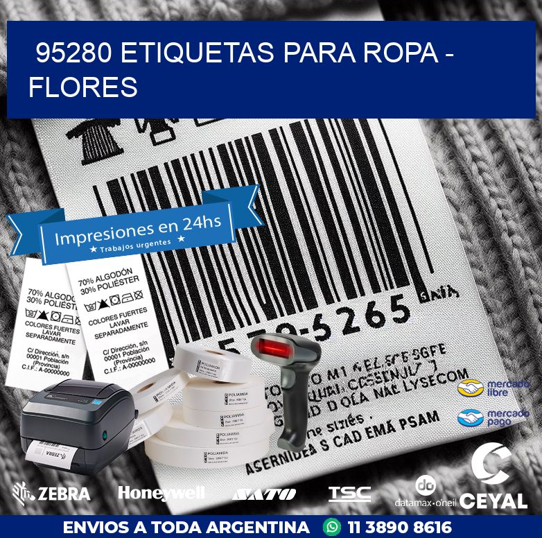 95280 ETIQUETAS PARA ROPA - FLORES