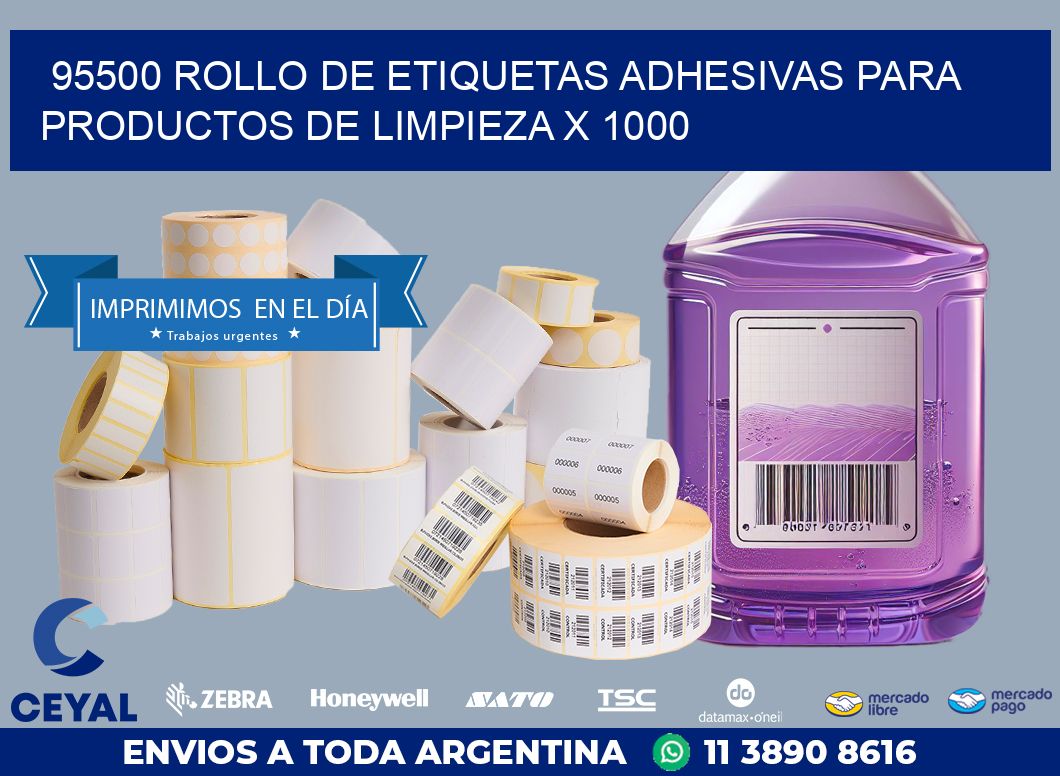 95500 ROLLO DE ETIQUETAS ADHESIVAS PARA PRODUCTOS DE LIMPIEZA X 1000