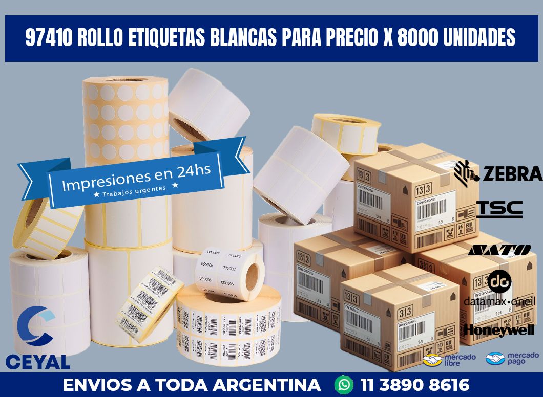 97410 ROLLO ETIQUETAS BLANCAS PARA PRECIO X 8000 UNIDADES