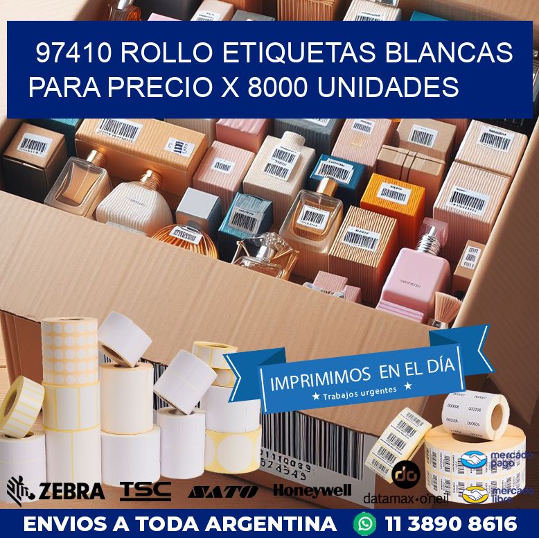 97410 ROLLO ETIQUETAS BLANCAS PARA PRECIO X 8000 UNIDADES