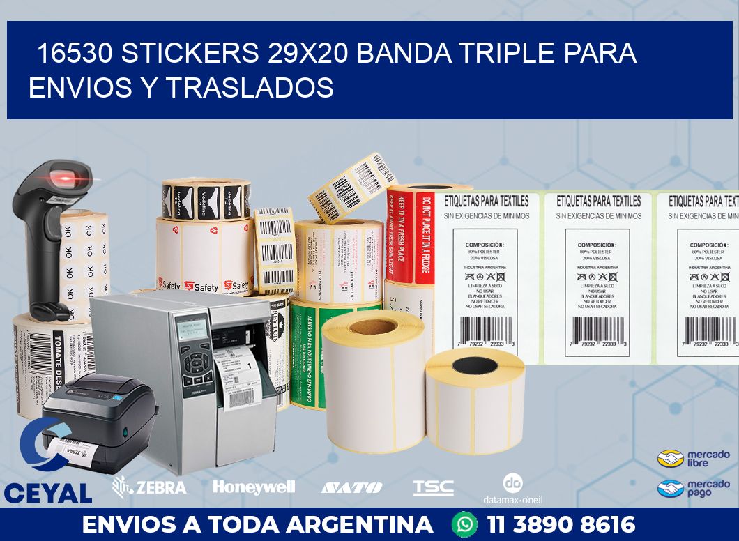 16530 STICKERS 29X20 BANDA TRIPLE PARA ENVIOS Y TRASLADOS