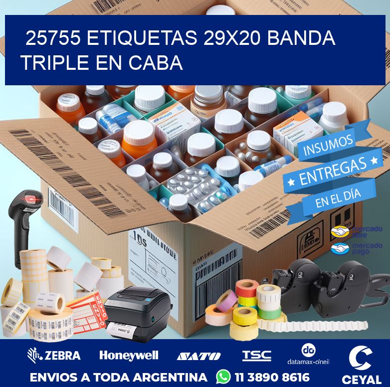 25755 ETIQUETAS 29X20 BANDA TRIPLE EN CABA