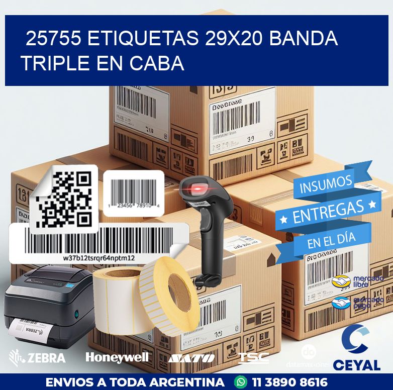 25755 ETIQUETAS 29X20 BANDA TRIPLE EN CABA