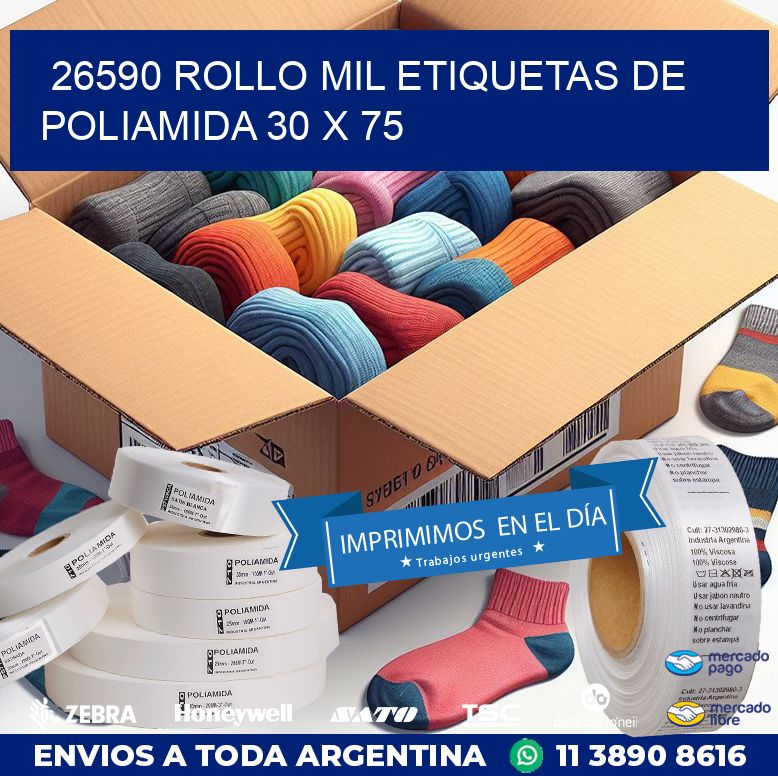 26590 ROLLO MIL ETIQUETAS DE POLIAMIDA 30 X 75