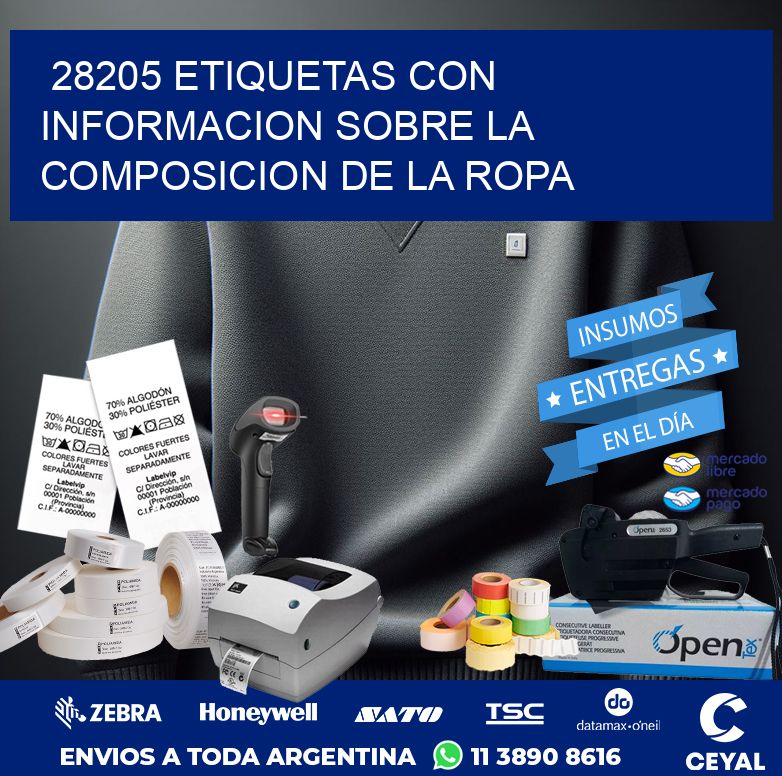 28205 ETIQUETAS CON INFORMACION SOBRE LA COMPOSICION DE LA ROPA